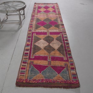 Oushak Rug, Rugs For Living Room, Pink Colorful Rug, 2.8x10.7 ft Area Rugs, Turkish Rug, Vintage Rug, , Herki Rug, Office Nursery Rugs