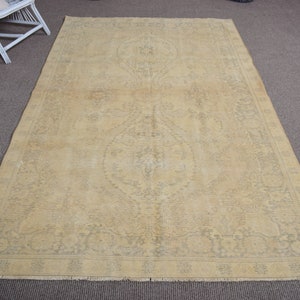 Vintage Rug, 6x9 Large Rug, Turkish Rug, Faded Oushak Rug, Rugs For Bedroom, 5.2x8.4 ft Beige Rug, Anatolian Rugs, Turkish Salon Rug,
