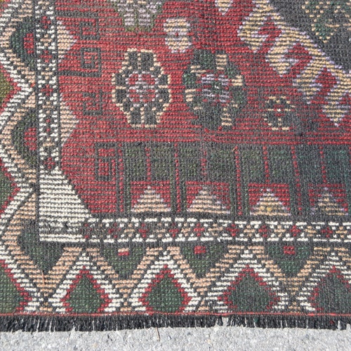 Turkish Rug, Vintage Rug, Accent shops Carpet, Home Decor Rug, 47x66 inches Red Rug, Turkey Entry Rugs, Anatolian Area Rug, 7325