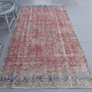 Rugs For Floor, Turkey Indoor Rugs, Anatolian Rugs, Blue Floor Rugs, Vintage Rug, Turkish Rug, 4.2x8.7 ft Area Rug, Organic Nursery Rug