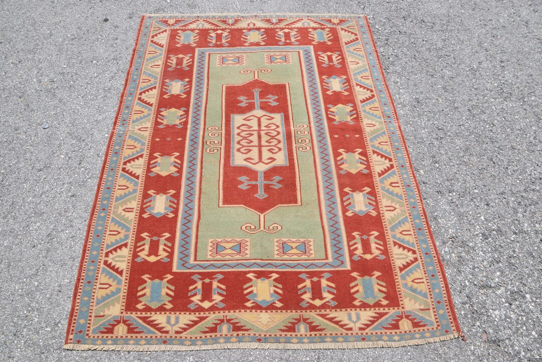 Anatolian Rugs, Red Bedroom Rug, Turkish Rug, Vintage Rug, 3.9x5.5 Ft