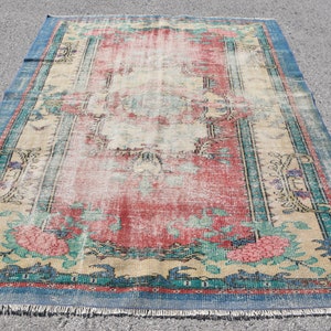Turkish Rug, Vintage Rug, Large Carpet, Home Decor Carpet, 76x106 inches Red Rug, Handmade Bedroom Rug, Decorative Salon Rugs,  7735