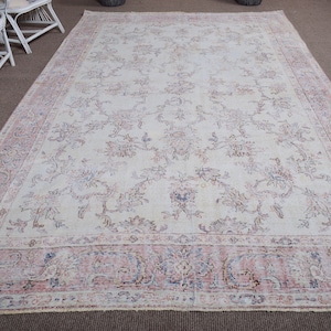 8x12  Oversize Rug, Turkish Rug, Vintage Rug, Antique Rug, Rugs For Living Room, 7.3x11.2 ft Beige Rug, Decorative Wool Rug, Oushak Rug,