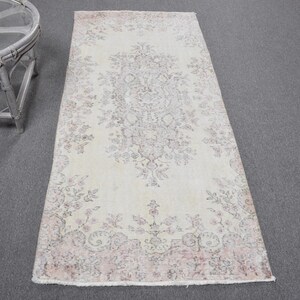 Vintage Rug,Turkish Rug,2.9x6.5 ft Accent Rugs,Antique Rug, Rugs For Entry, Beige Antique Rugs, Floral Accent Rug,