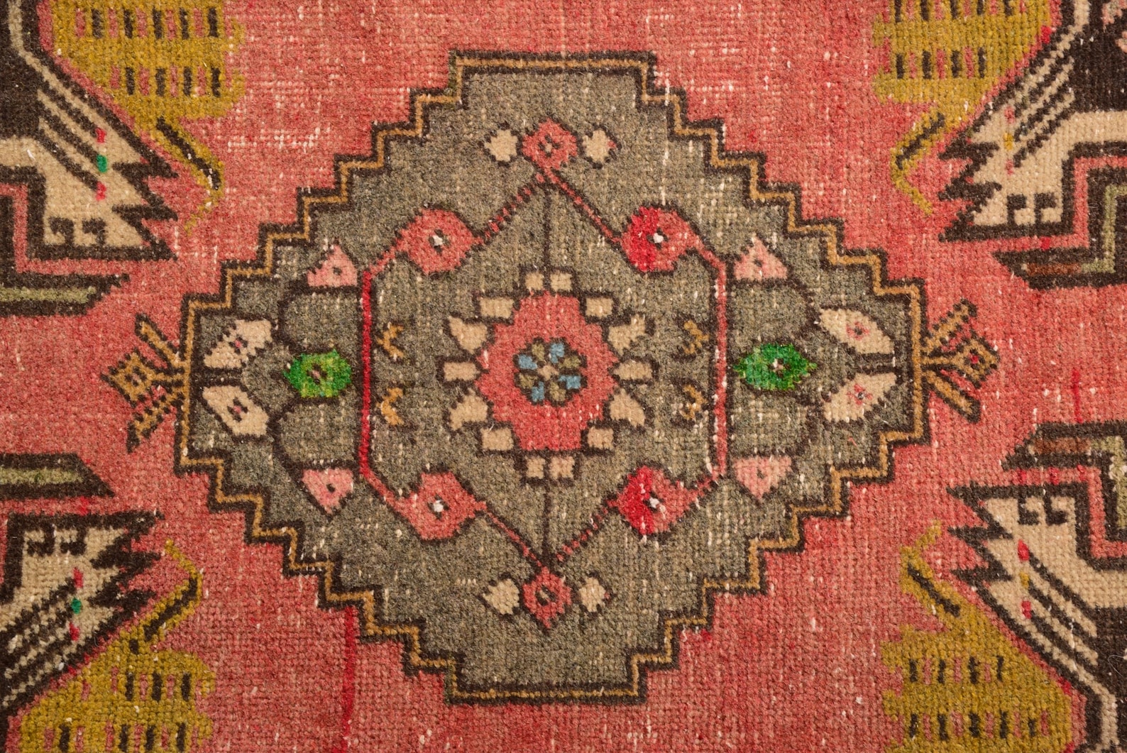 Vintage Turkish Rug 1.7x3.4 ft, Red Camouflage Wool Rug