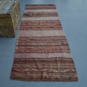 Vintage Kilim, Aztec Kilim, Orange Kilim, Turkish Kilim, 3.1x8.8 ft Area Kilim, Rugs Kilim, Rugs For Floor, Bedroom Kilim