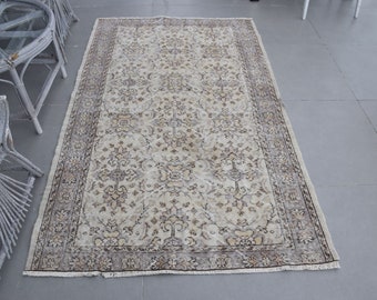 Beige Moroccan Rugs, Turkish Rug, 3.9x6.3 ft Area Rug, Anatolian Rug, Vintage Rug, Rugs For Living Room, Ethnic Dining Room Rugs