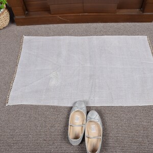 Hemp Rug, Handwoven Rug, Entry Rugs, Vintage Rug, Flat Weaving Kilim, Turkish Rug, Oushak Rug, Rugs For Bathroom, 1.6x2.8 ft Gray Rug, 10718