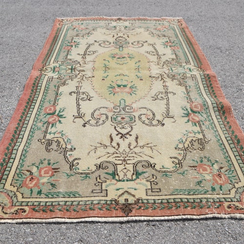 Turkish Rug, Area Carpet, Vintage Rug, Oushak Rug, 47x83 inches Beige Rug, Office Rug, Floor Rug, Tribal shops Indoor Carpet, 7161