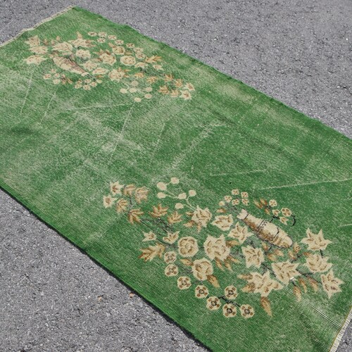 Vintage Rug, Turkish Rug, Area Rug, Home Decor Carpet, 46x80 inches shops Green Rug, Tribal Floor Rugs, Handwoven Indoor Carpet, 7192
