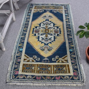 Small Rug, Vintage Rug, Turkish Rug, Oushak Rugs, Rugs For Entry, 1.8x3.9 ft Beige Rug, Decorative Rugs, Door Mat Rug, Gift For Him,  10238