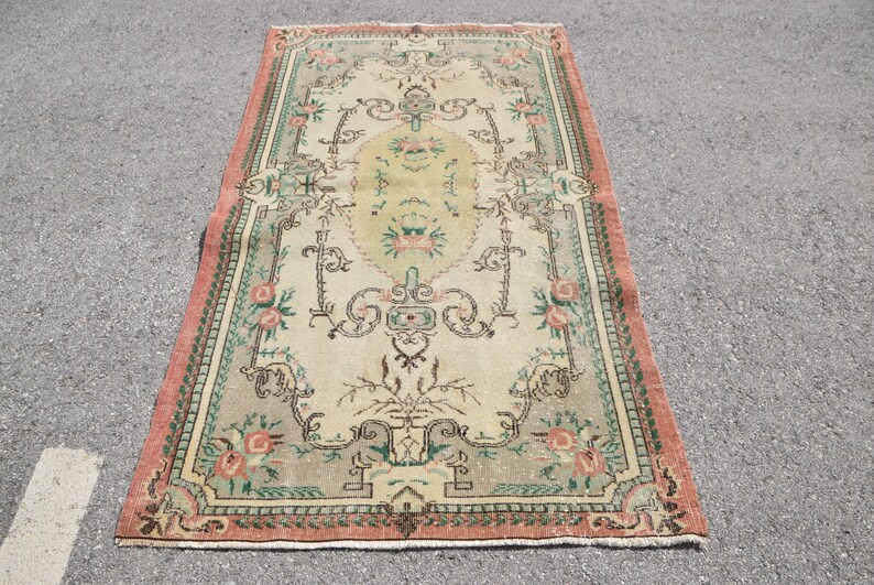 Turkish Rug, Area Carpet, Vintage Rug, Oushak Rug, 47x83 inches Beige Rug, Office Rug, Floor Rug, Tribal shops Indoor Carpet, 7161