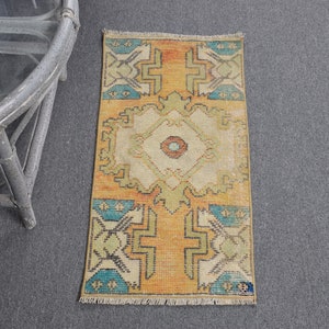 Turkish Rug, 1.3x2.7 ft Small Rug, Vintage Rug, Antique Rugs, Rugs For Bedroom, Yellow Oriental Rug, Turkish Rug Small,