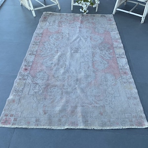 Turkish Rug - Rugs- Vintage Rug - Oushak Rug - Vintage Carpet - Anatolian Rug - Organic Rug - Wool Rug - Etsy Rugs, 4.3x7.1 feet PR- 466