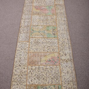 Patchwork Rug, Turkish Rug, Vintage Rug, 3x8 Runner Rugs, Oushak Rugs, Rugs For Kitchen, 2.6x7.9 ft Beige Rug, Decorative Turkish Rug,
