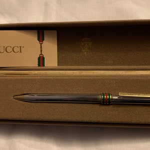 Vintage Gucci Sterling Silver Bamboo Motif Ink Pen Gold 