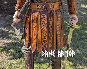 Leather Viking War Belt – Norse Celtic Art, Customizable