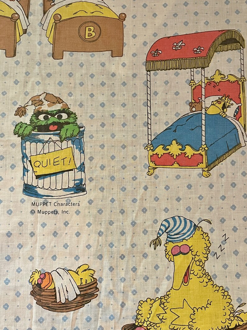 Vintage Sesame Street Muppets Twin Flat Sheet Jcpenney 1976 Etsy