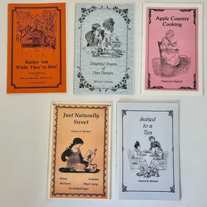 Lot of 5 Vintage Patricia B. Mitchell Recipe Booklets | Southern, Apple, Biscuits, Tea, Desserts |Historical Cooking | Softcover Cookbooks