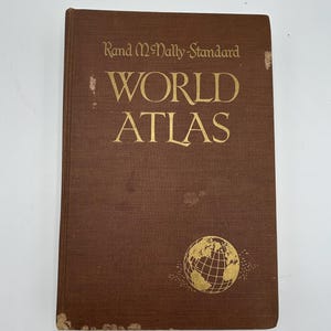 Rand McNally Standard World Atlas 1958 | 150+ Color Maps Suitable for Framing, Projects, Crafts | Vintage 1950s | 10.75" x 7.25" | Hardcover
