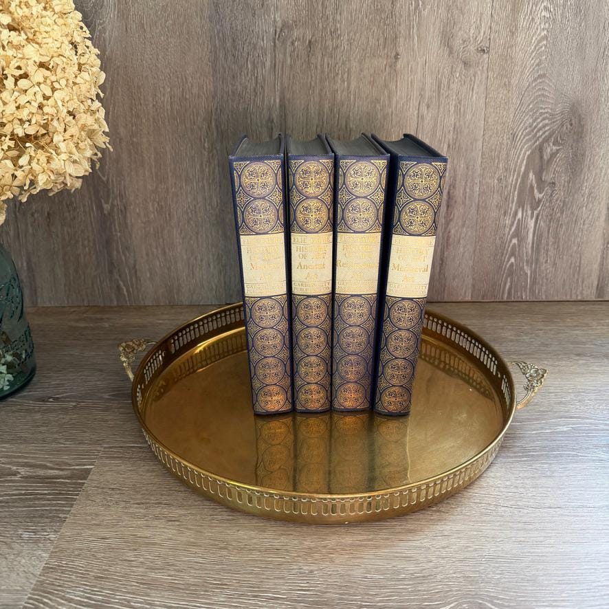 Blue and Gold Decorative Books - Etsy