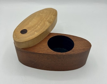 Vintage Mid Century Modern Wooden Votive Candle Holder | Brazilian Mahogany with Lid | 1960s–70s Minimalist Home Décor | MCM Scandinavian