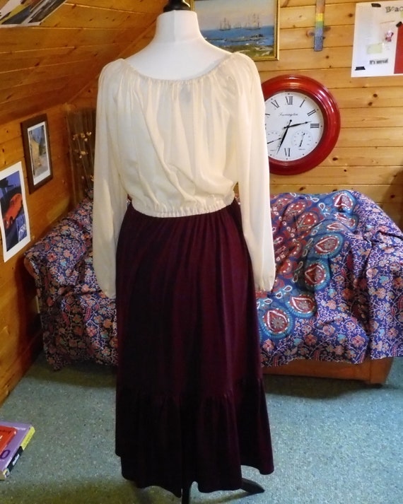 1970s Burgundy and Cream Richard Shops Dress and … - image 4