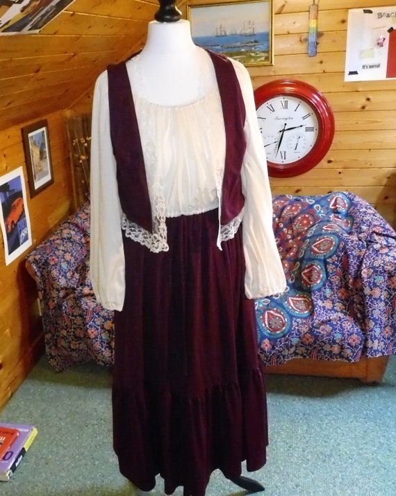 1970s Burgundy and Cream Richard Shops Dress and … - image 6