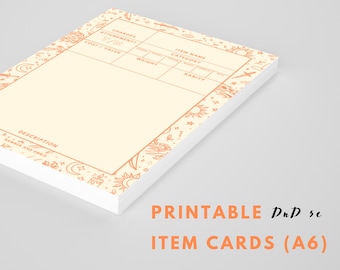 Fillable Custom Item Cards // RPG Digital Download // Dungeons and Dragons Printable Template // 5e Item Cards // A6 Digitally Fillable Card