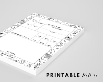 Fillable Custom Creature Cards // B&W Digital Download // Dungeons and Dragons Printable Template // 5e Creature Card // A6 Digital Fillable