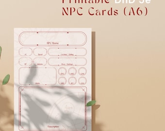 Fichas de PNJ con temática de brujería: Plantilla rellenable para DnD 5e (Descarga digital)