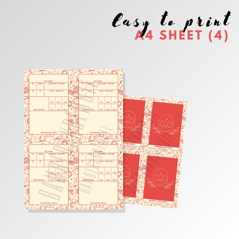 Fillable Custom NPC Cards // RPG Digital Download // Dungeons and Dragons Printable Template ...