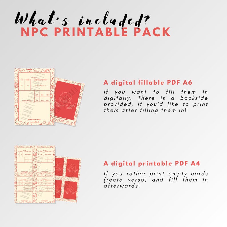 Fillable Custom NPC Cards // RPG Digital Download // Dungeons and ...