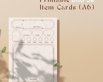 Witchy Item Cards: Fillable D&D 5e Template (Digital Download)