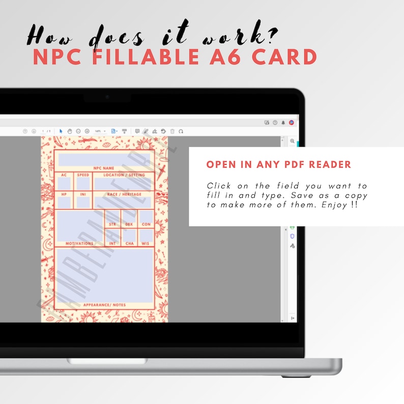 Fillable Custom NPC Cards // RPG Digital Download // Dungeons and ...
