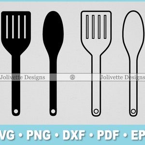 May include: A set of four kitchen utensils, two black spatulas and two wooden spoons. The spatulas have a flat, rectangular blade with a rounded handle. The spoons have a rounded bowl and a long, thin handle.