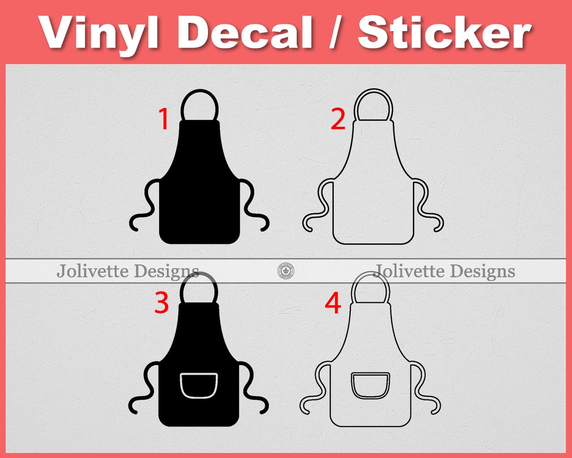 Kitchen Apron Sticker Apron, Pocket, Chef, Bake, Cooking, Kitchen, Decal, Car Decal, Laptop ...