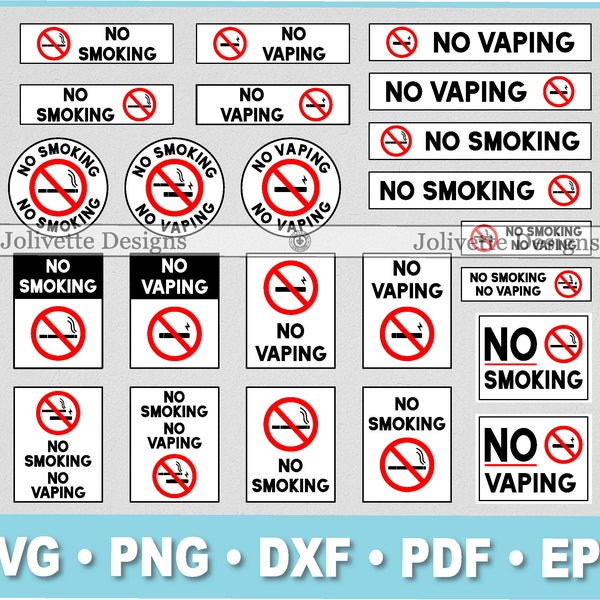 No Smoking Sign, No Vaping Sign, Smoke, Vape, Stop, Clip Art, Clipart, Design, Svg Files, Png, Eps, Dxf, Pdf, Silhouette, Cricut, Cut File