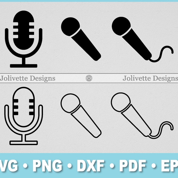 Microphone, Mic, Music, Rap, Record, Clip Art, Clipart, Design, Svg Files, Png Files, Eps, Dxf, Pdf Files, Silhouette, Cricut, Cut File