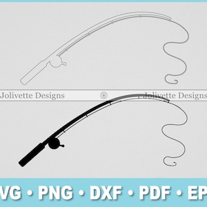 Fishing Pole, Fishing Rod, Reel, Hook, Fish,  Clip Art, Clipart, Design, Svg Files, Png Files, Eps, Dxf, Pdf, Silhouette, Cricut, Cut File