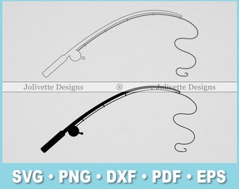 Fishing Pole, Fishing Rod, Reel, Hook, Fish,  Clip Art, Clipart, Design, Svg Files, Png Files, Eps, Dxf, Pdf, Silhouette, Cricut, Cut File