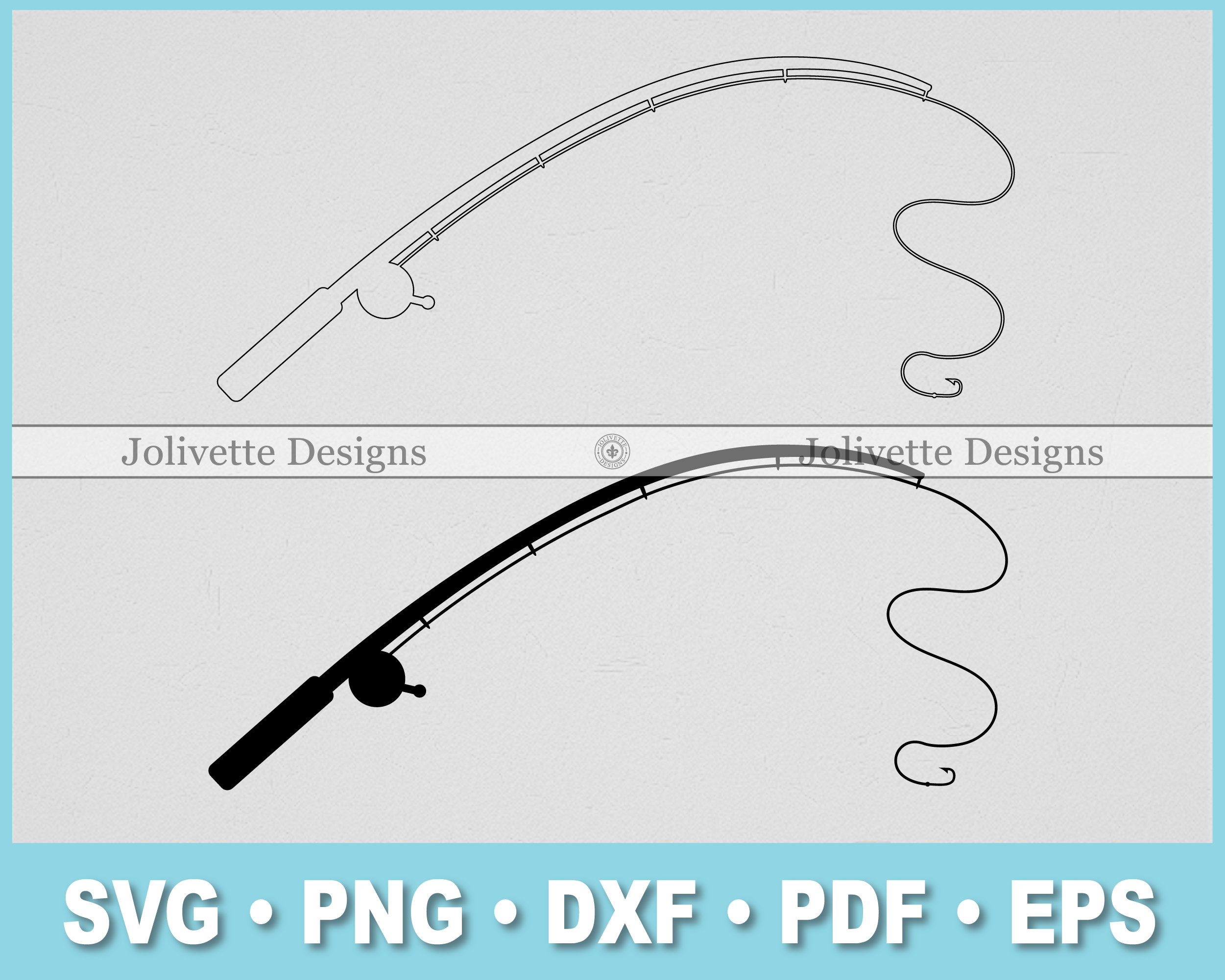 Fishing Pole, Fishing Rod, Reel, Hook, Fish, Clip Art, Clipart, Design