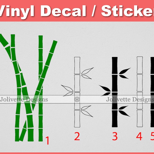 Bamboo, Cane Pole, Pole, Stick, Leaf, Plant, Decal, Car Decal, Laptop Decal, Yeti Decal, Sticker, Vinyl