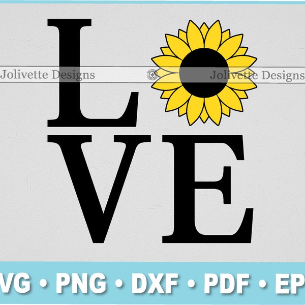 Love, Sunflower, Happy, Flowers, Clip Art, Clipart, Design, Svg Files, Png Files, Eps, Dxf, Pdf Files, Silhouette, Cricut, Cut File