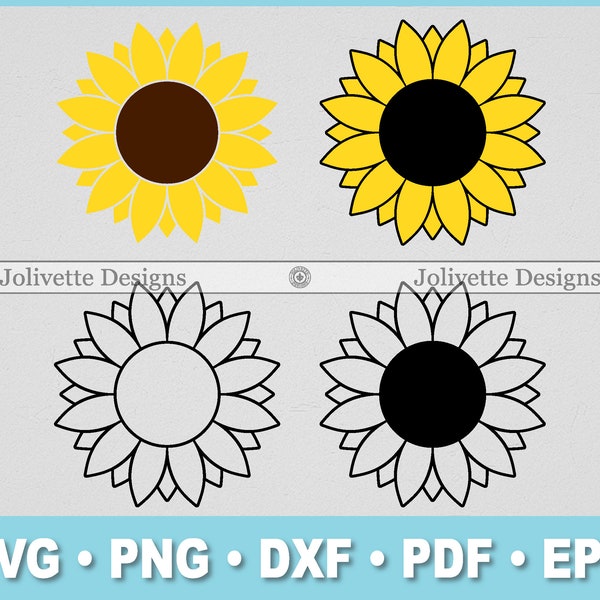 Sunflower, Flower, Sun, Plant, Clip Art, Clipart, Design, Svg Files, Png Files, Eps, Dxf, Pdf Files, Silhouette, Cricut, Cut File