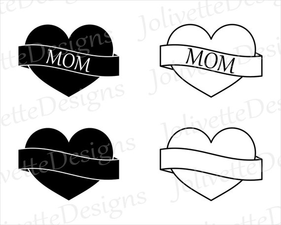 Heart Banner Mom Mothers Day Love Clip Art Clipart Etsy