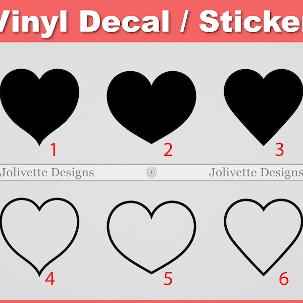 Simple Heart, Hearts, Valentine's, Love, Decal, Car Decal, Laptop Decal, Yeti Decal, Sticker, Vinyl
