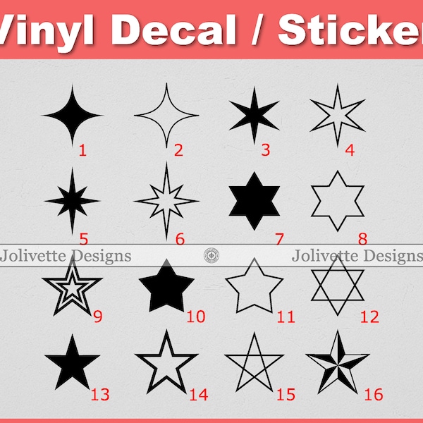 Stars, Sparkle, Nautical Star, 5 Pointed, 6, Decal, Car Decal, Laptop Decal, Yeti Decal, Sticker, Vinyl