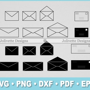 Sobre, Correo, Carta, Imágenes Prediseñadas, Imágenes Prediseñadas, Diseño, Archivos Svg, Archivos Png, Eps, Dxf, Archivos Pdf, Silueta, Cricut, Archivo recortado