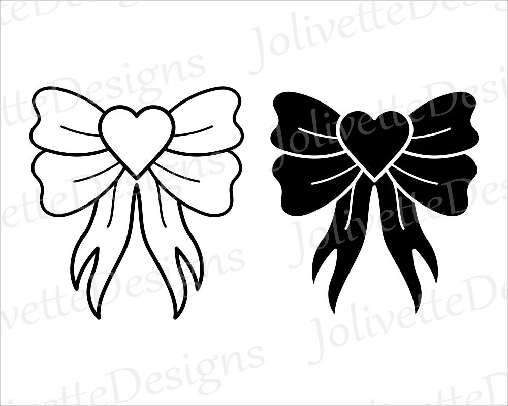 Heart Bow Ribbon Knot Clip Art Clipart Design Svg Files Etsy New Zealand